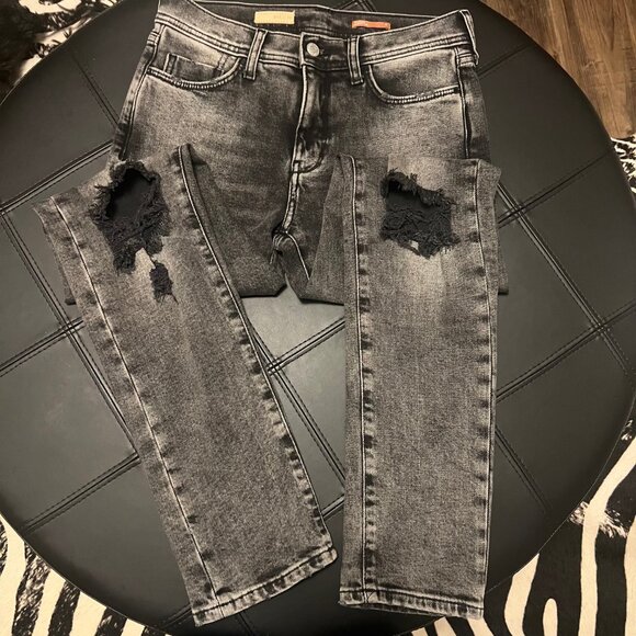 Anthropologie Pilcro‎ Distressed Slim Boyfriend Jean Black size 26 waist - Picture 8 of 11